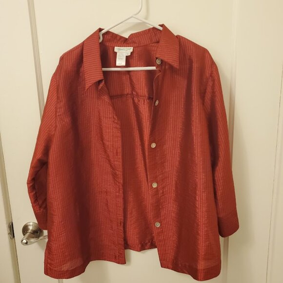 Coldwater Creek Red Button-Down Cover-Up – Size L - Picture 2 of 5